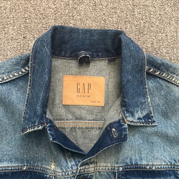 NWOT GAP 1969 Mens Denim Jacket Distressed Indigo Size XL - Picture 2 of 15